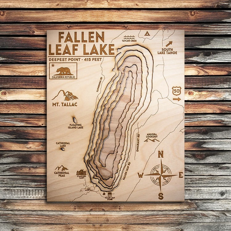 Lake Tahoe Map Large Bamboo Cutting Board 