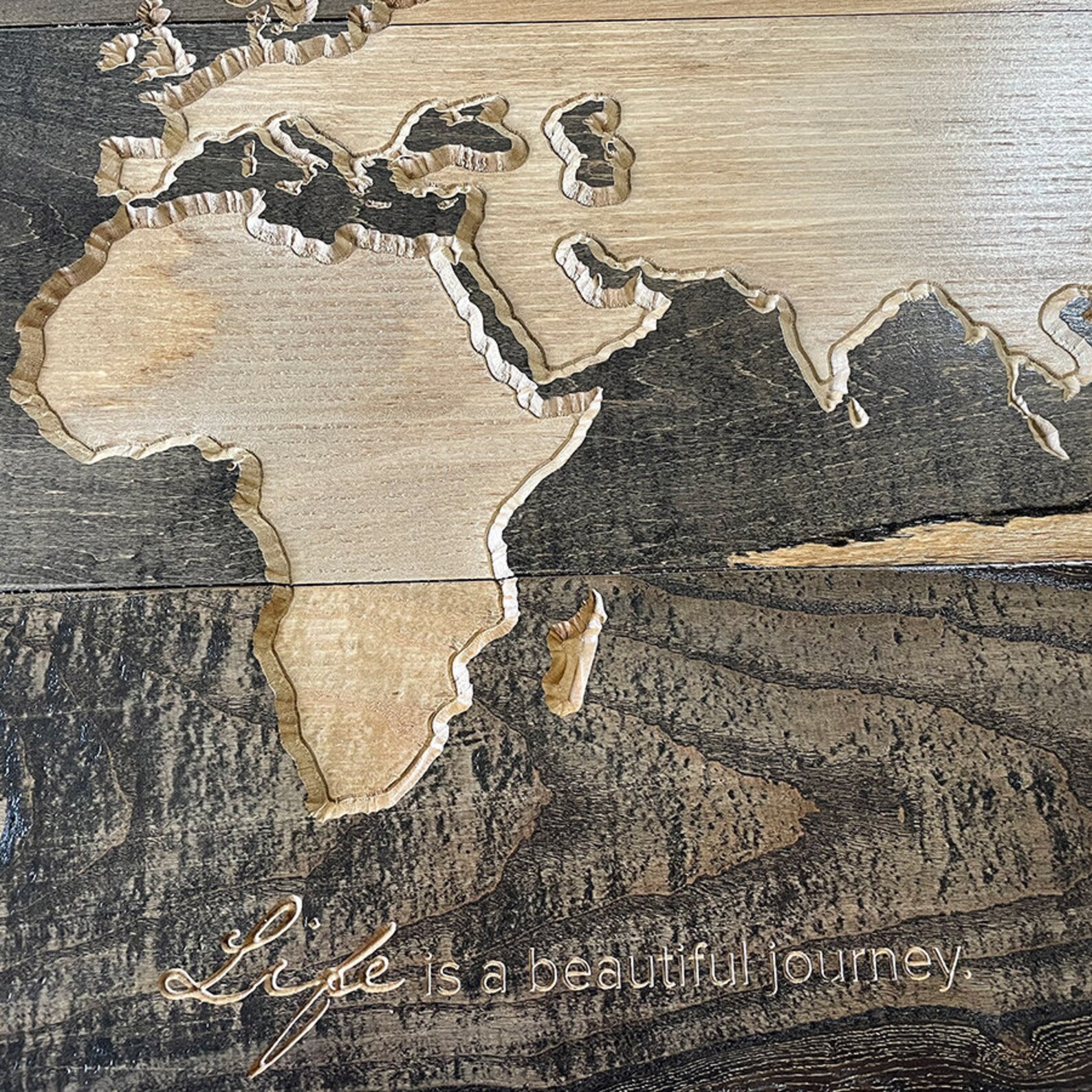Carved Wood World Map, Custom Map of the World, Rustic Cabin Décor