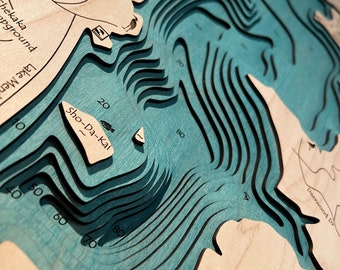 Wooden Lake Mendocino Map, 3D Nautical Map |  California | Nautical Wood Chart |  Nautical Décor, Gift for Him, Cabin Décor