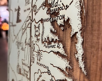 Wooden Appalachian Trail Map | Hiking, Backpacking, Gifts for Hikers | Laser-engraved Burnt Wood Hiking Map | Custom Wood Wall Art