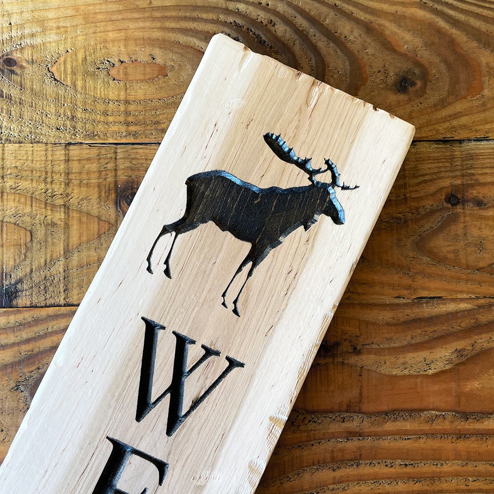 Custom Wood Carved Welcome Sign Rustic Moose Welcome Sign - Etsy