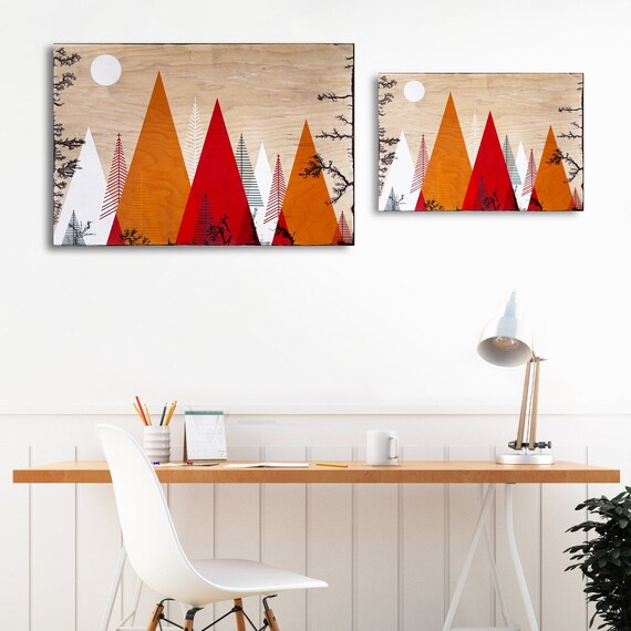 Mountain Art Printed on Wood Rustic Décor Wood Wall Art Etsy