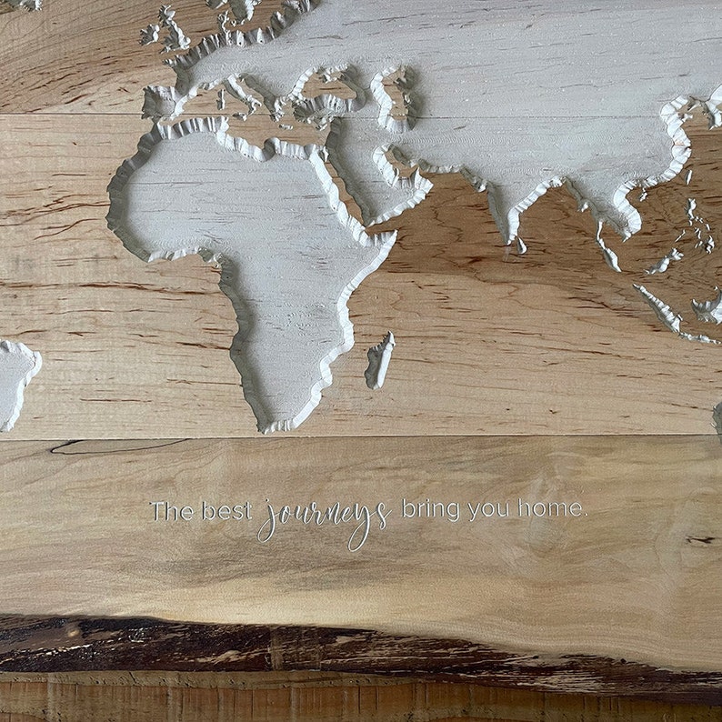 Custom Live Edge Wood World Map Carved Wood World Map Rustic Etsy