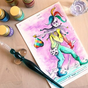 The Mad - watercolor tarot card - digital download Printable for home decoration or birthday card gift