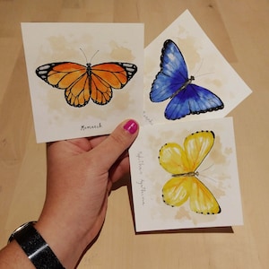 Ensemble de papillons aquarelle, illustration décorative faite à la main (imprimé)