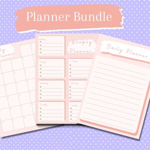 Planner Bundle, Digital Planner, Daily Planner, Weekly Planner, Monthly Planner, Diary, Calendar, To Do List, Everyday Notepad,