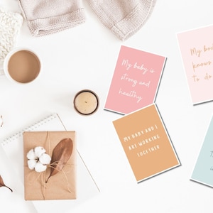 Cartes d'affirmation de naissance, cartes d'affirmation positive, Hypnobirthing, naissance naturelle, cadeau de douche de bébé, cartes de téléchargement numérique