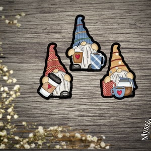 3 Piece Coffee Shop Gnomes Sticker Set | Laptop Stickers | Vinyl Die Cut Stickers | Water Bottle Decals | Laminated Stickers
