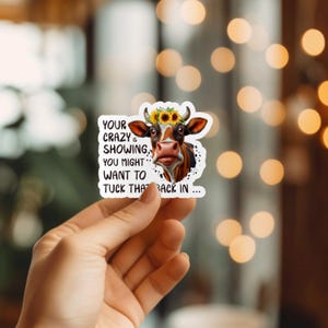 Funny Your Crazy Is Showing Sticker | Laptop Sticker | Vinyl Die Cut Sticker | Water Bottle Decal | Laminated Sticker