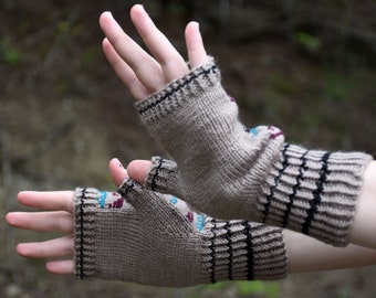 Hand Knitted Wool Fingerless Gloves Winter Gloves Warm Gloves Hand Warmers Fingerless Mittens  Christmas Gift for Her Free Shipping