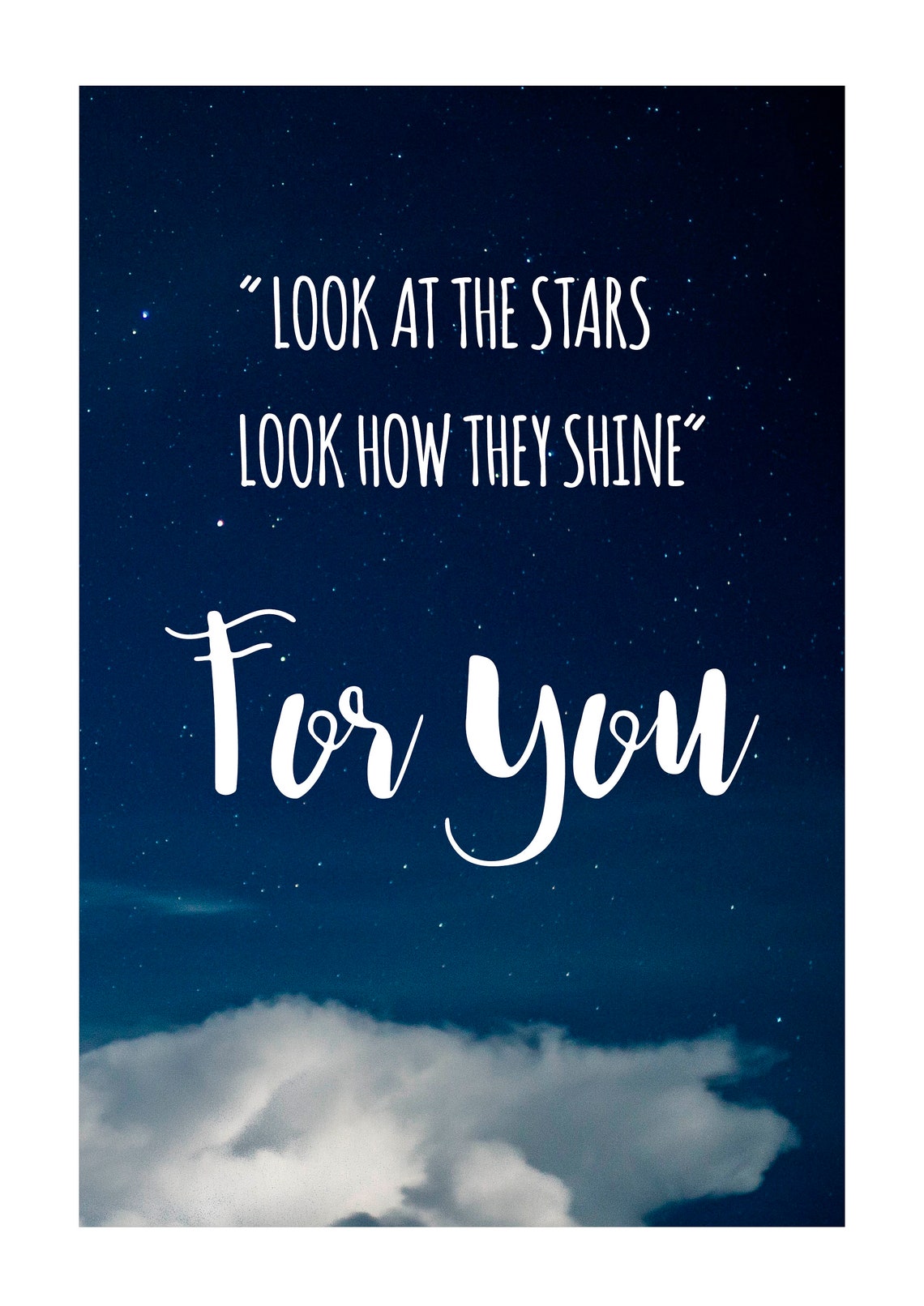 Digital Download Look at the Stars Song Lyrics Coldplay Etsy