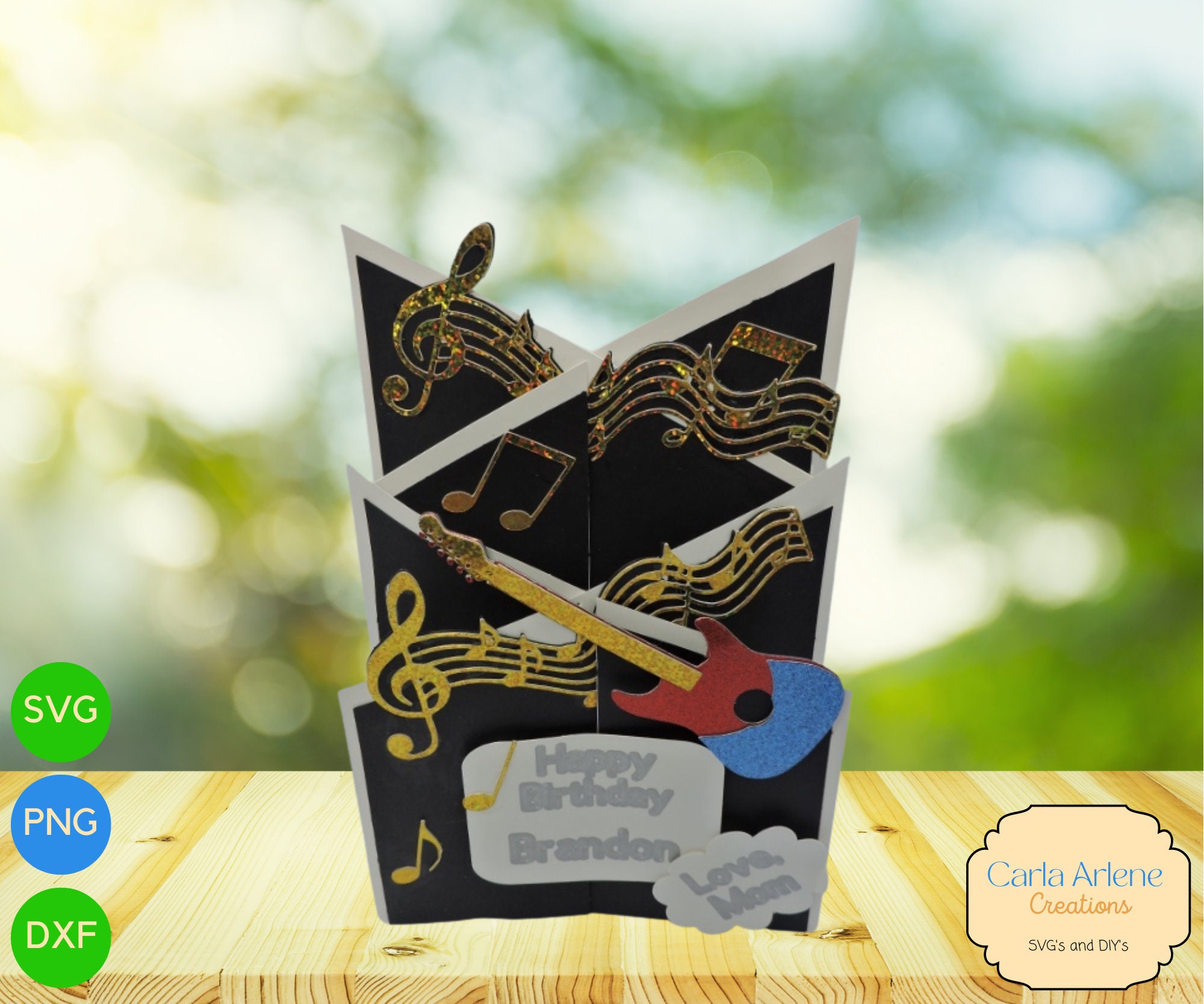 Guitar Card SVG - Musical Card SVG - Birthday Card SVG - Birthday Card - Guitar Birthday Card