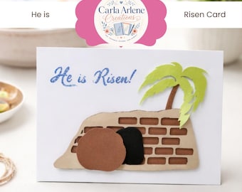 He Is Risen Card SVG | Layered Easter Tomb Template (Digital Download)