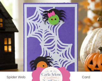 Spider Web Halloween Card SVG | Layered Spiders Cricut Cut File (Digital Download)