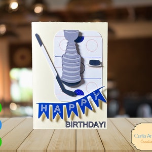 Carte de hockey SVG | Fichier découpé pour cartes de sport superposées | Carte d'anniversaire de hockey Cricut | SVG Fête des pères