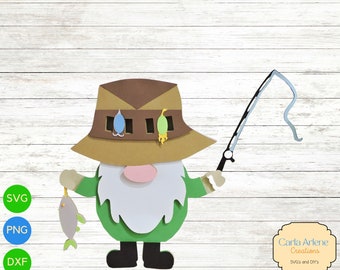 Fishing Gnome - Layered Fishing Gnome - Gnome SVG