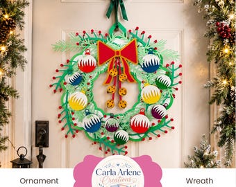 Layered Christmas Wreath SVG | Ornament Holiday Door Decor (Digital Download)