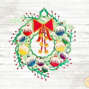 Ornament Wreath SVG: Paper Craft Template (Digital Download)