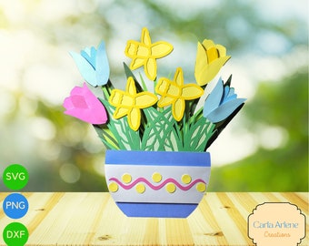 Daffodil and Tulip Flower Arrangement SVG (Digital Download)
