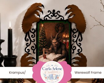 Krampus Werewolf Frame SVG | Gothic Christmas Halloween Decor (Cricut Cut File)