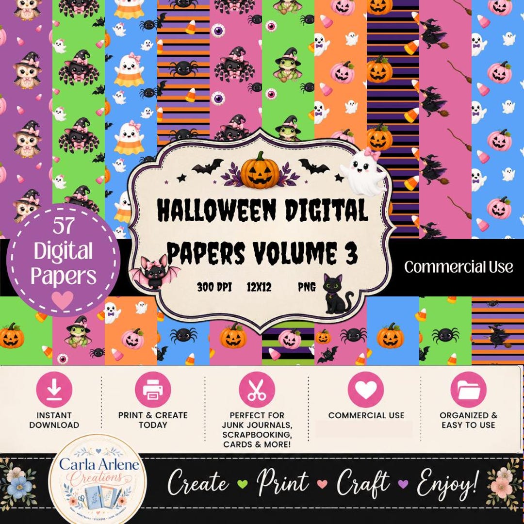 Halloween Digital Papers Volume 3 | Spooky Patterns, Commercial Use ...