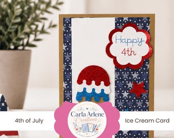 Patriotic Ice Cream Card SVG | 4th of July Layered Greeting Card (Digital Download)