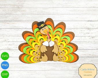 Layered Thanksgiving Turkey - Turkey SVG - Thanksgiving SVG - Layered Turkey SVG - Thanksgiving Turkey - Turkey - Layered Turkey