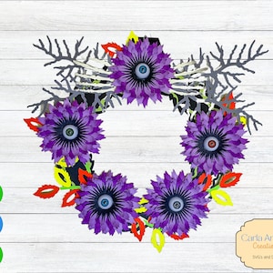 Halloween Eye Wreath SVG - Paper Flower Wreath