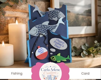 Fishing Cascade Card SVG, Father's Day, Birthday, Layered Card Template (Digital Download)