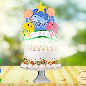 Dolfijntaarttopper SVG: strandthema (digitale download)