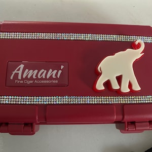 Red Travel Humidor with Elephant and bling