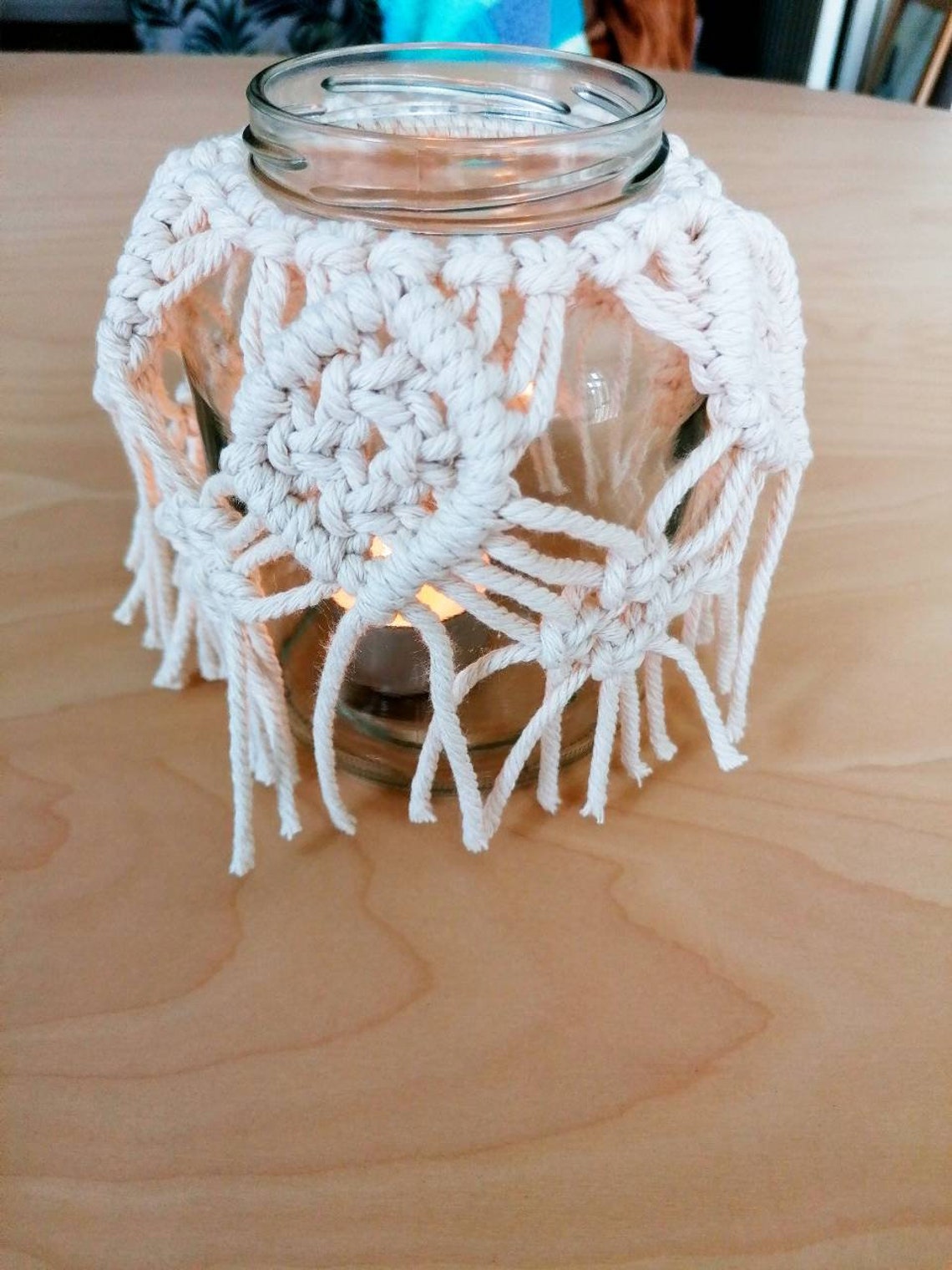 Macrame Lantern, Macrame Jar Cover, Macrame Candle Holder, Macrame Vase 5A4