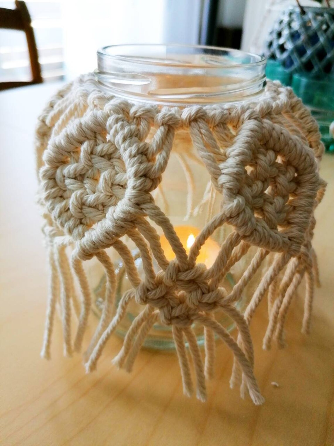 Macrame candle holder Etsy