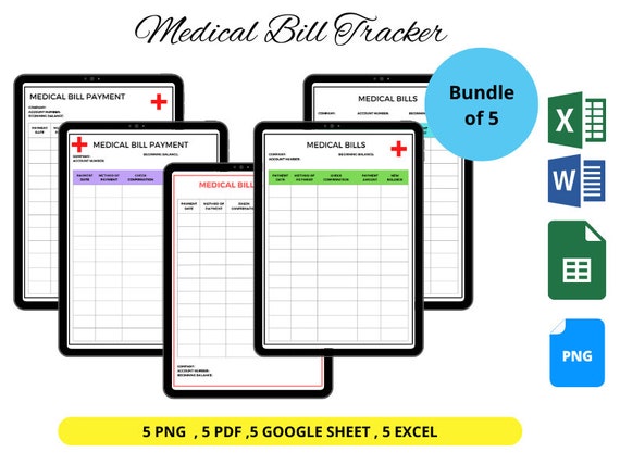 Medical Bill Tracker Template Printable in Pdf &amp; Excel - Etsy