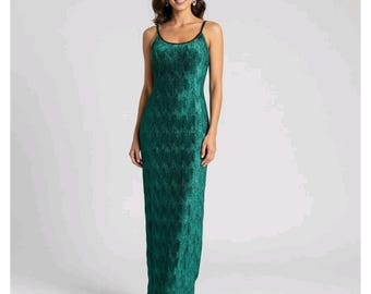 Vestido largo vintage de terciopelo esmeralda de Scott McClintock, talla 10, Holiday Wicked