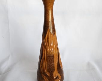 Jarrón de madera tallado a mano de estilo suroeste vintage de 7 pulgadas.