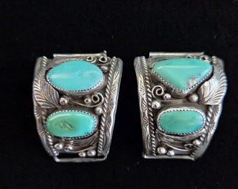Consejos para el reloj de hombre Justin Morris Navajo de plata de ley con turquesa.