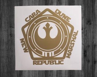 Cara Dune New Republic Marshal Badge Vinyl Decal, Gina Carano, The Mandalorian, car, laptop, tumbler, mug sticker