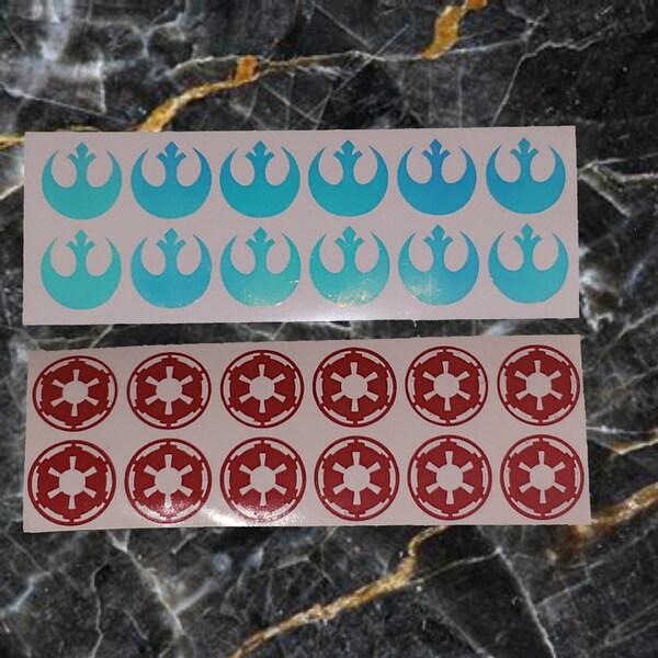 Star Wars Rebel Alliance Galactic Empire Vinyl Decal Stickers Waterproof | 1 inch diameter