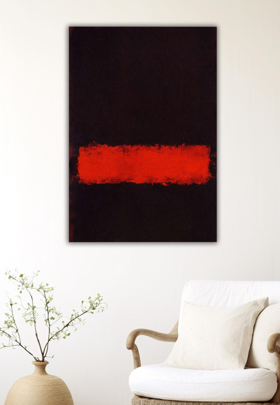 Abstract Red and Black Painting Print – Minimalist Modern Wall Art ...