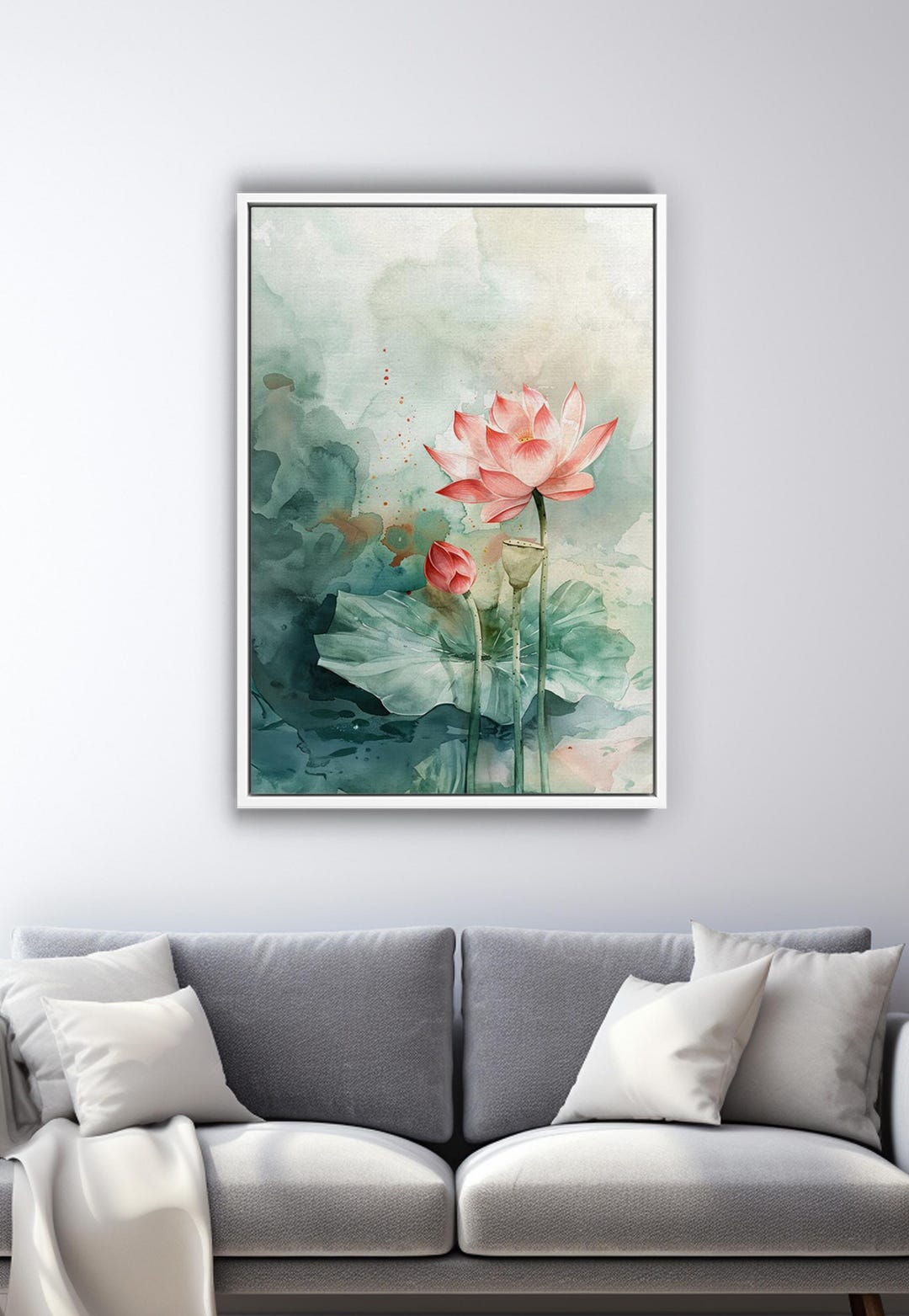 Watercolor Lotus Flower Wall Art, Botanical Zen Print, Minimal Asian ...
