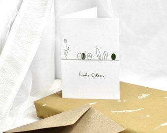 Personalisierte Mini-Klappkarte Ostern schlicht grün | Minikarte Geschenk DIN A7 Recyclingpapier Wunschtext