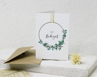 2er Set Minikarten zur Hochzeit "Eukalyptus" DIN A7 | Kleine Karte Vermählung Liebe Hochzeitsgeschenk nachhaltig