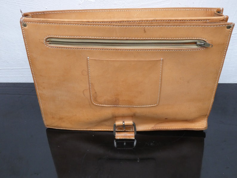 Vintage BREE Tan Leder Aktentasche Messenger Bag 1980er Jahre Bild 9