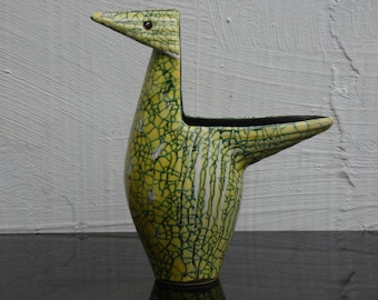Geza Gorka Stunning Rare Hungarian Modernist Bird Vase 1950 With Beautiful Colors Gorka studio pottery