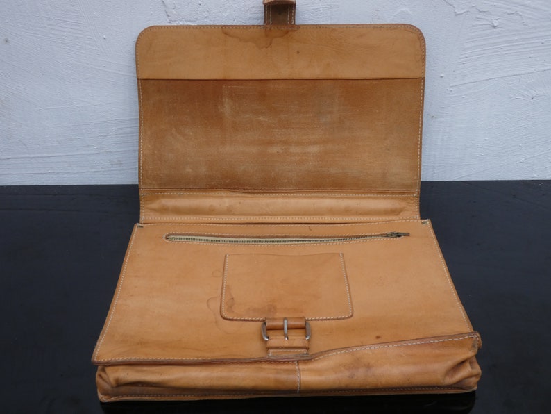 Vintage BREE Tan Leder Aktentasche Messenger Bag 1980er Jahre Bild 6
