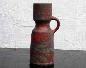Otto ceramic vase, Red Brown Gray  crystalline glaze, mid century, west German pottery, vintage 50s