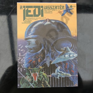 Star Wars Il ritorno dello Jedi / A Jedi visszatér, primo poster originale ungherese (Mokep) e scheda orario, Tibor Helenyi, 1984