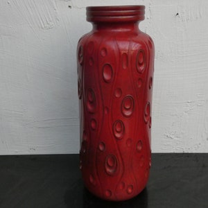 Vaso da terra in ceramica Scheurich KORALLE 288-51 Reliefdekor, anni &#39;60, Germania Ovest. Vaso in lava grassa