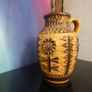 BAY Keramik W. Germany 258-20 yellow Bodo Mans 1960s 70s Handle vase ceramic vase flower vase vase jug vintage